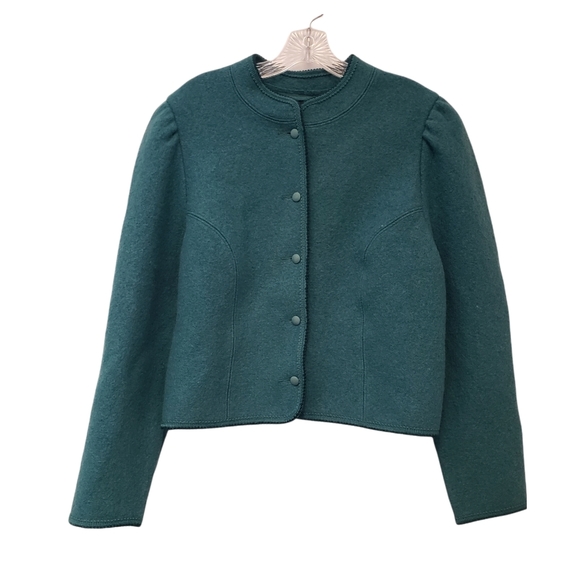 Giesswein Tirol Womens 10 Virgin Wool Cardigan Sweater Green Button Up Austria - Picture 1 of 6